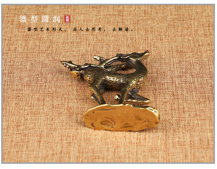 Pure Copper Mini Animal Ornaments Solid Brass Sika Deer Elk Ornaments Safe Metal Crafts Sculpture Metal Deer