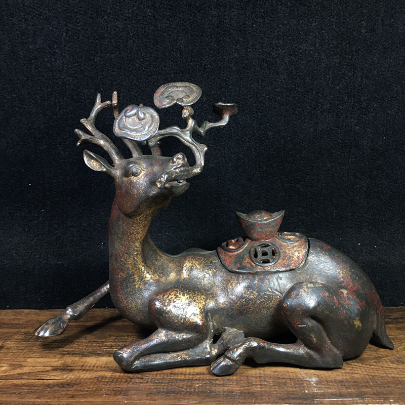 Antique Antique Antique Sundries Collection Copper Ingot Ganoderma Lucidum Deer Metal Deer Antique Antique Antique Sundries Collection Copper Ingot Ganoderma Lucidum Deer Metal Deer
