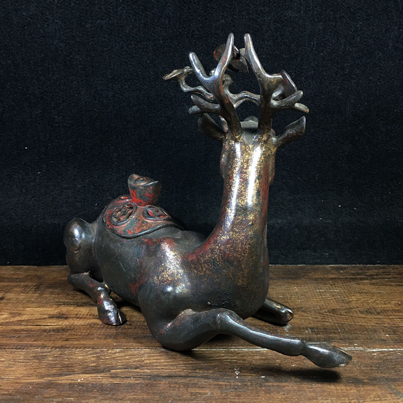 Antique Antique Antique Sundries Collection Copper Ingot Ganoderma Lucidum Deer Metal Deer Antique Antique Antique Sundries Collection Copper Ingot Ganoderma Lucidum Deer Metal Deer