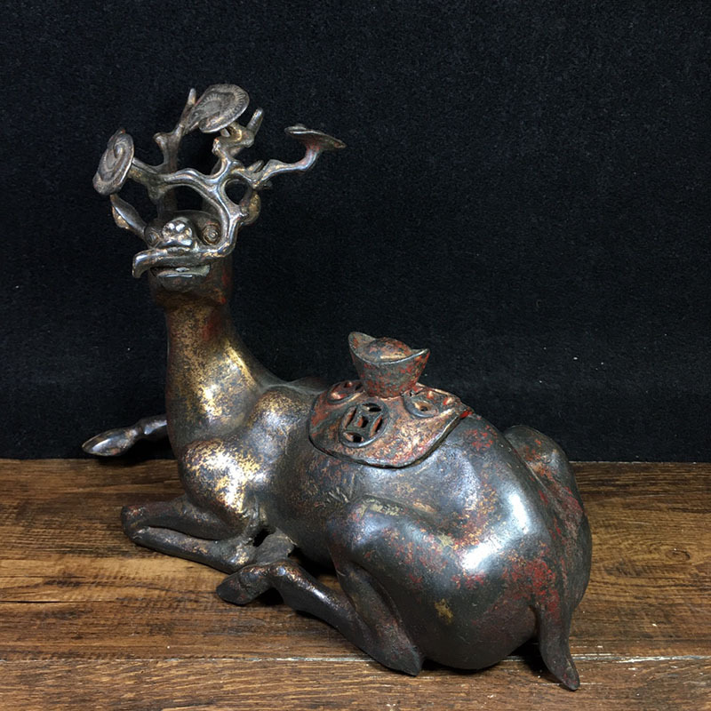 Antique Antique Antique Sundries Collection Copper Ingot Ganoderma Lucidum Deer Metal Deer Antique Antique Antique Sundries Collection Copper Ingot Ganoderma Lucidum Deer Metal Deer