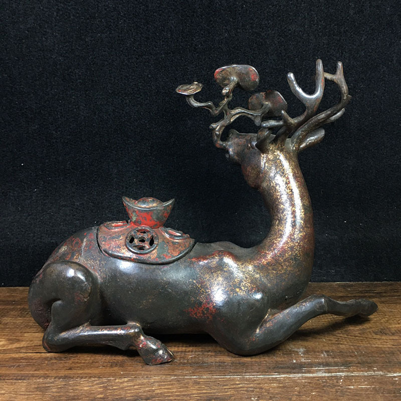 Antique Antique Antique Sundries Collection Copper Ingot Ganoderma Lucidum Deer Metal Deer Antique Antique Antique Sundries Collection Copper Ingot Ganoderma Lucidum Deer Metal Deer