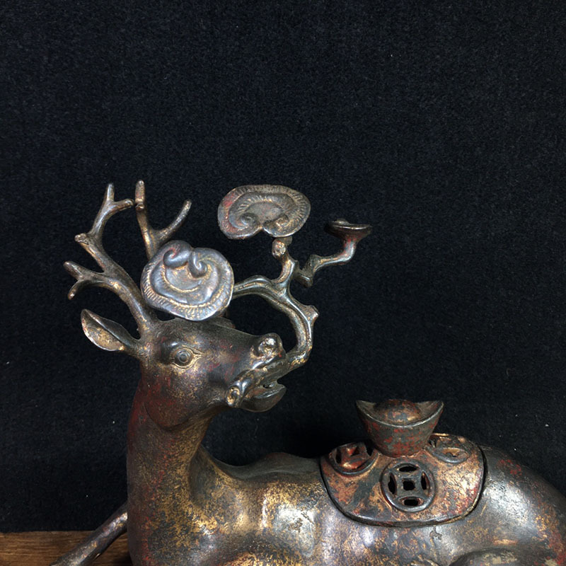 Antique Antique Antique Sundries Collection Copper Ingot Ganoderma Lucidum Deer Metal Deer Antique Antique Antique Sundries Collection Copper Ingot Ganoderma Lucidum Deer Metal Deer