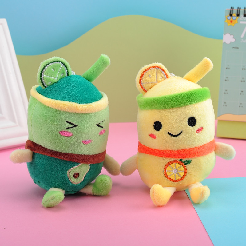 Plush Toy Key Pendant Fruit Milky Tea Cup Plush Doll Keychain Milk Tea Schoolbag Pendant Present to Girl Festival