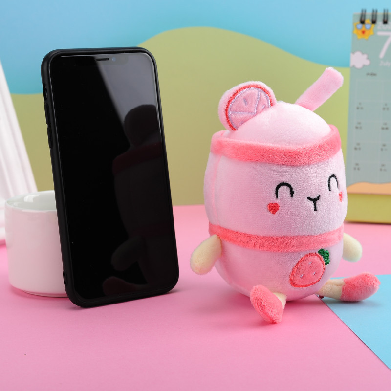 Plush Toy Key Pendant Fruit Milky Tea Cup Plush Doll Keychain Milk Tea Schoolbag Pendant Present to Girl Festival