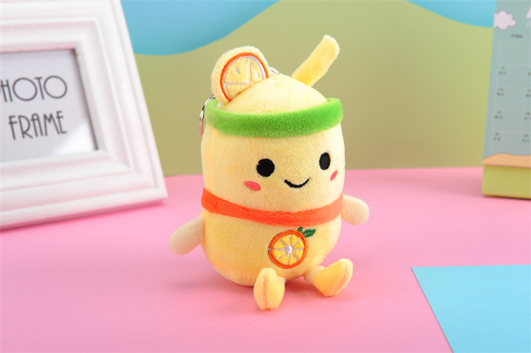 Plush Toy Key Pendant Fruit Milky Tea Cup Plush Doll Keychain Milk Tea Schoolbag Pendant Present to Girl Festival