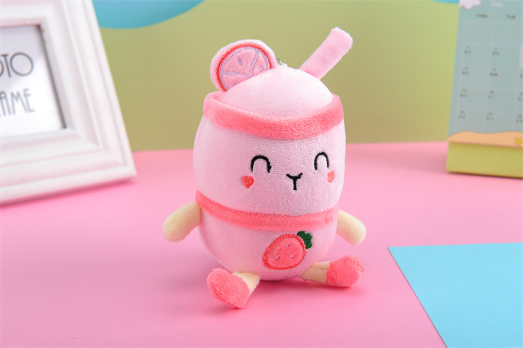 Plush Toy Key Pendant Fruit Milky Tea Cup Plush Doll Keychain Milk Tea Schoolbag Pendant Present to Girl Festival