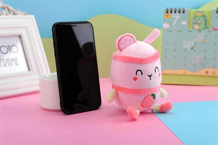 Plush Toy Key Pendant Fruit Milky Tea Cup Plush Doll Keychain Milk Tea Schoolbag Pendant Present to Girl Festival
