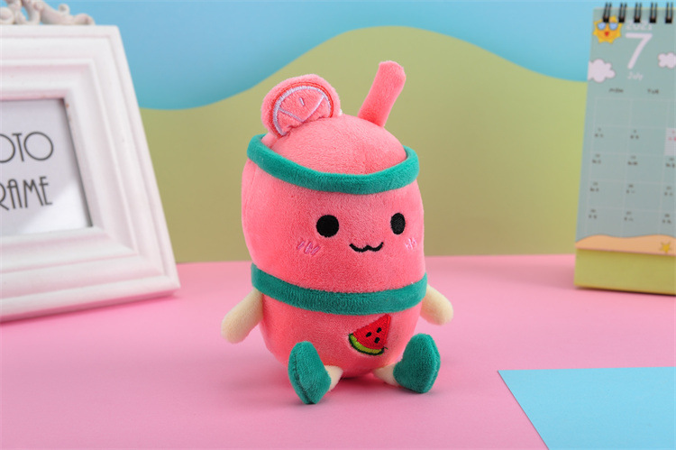 Plush Toy Key Pendant Fruit Milky Tea Cup Plush Doll Keychain Milk Tea Schoolbag Pendant Present to Girl Festival
