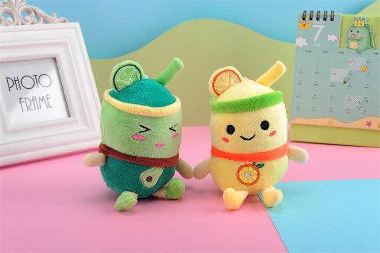 Plush Toy Key Pendant Fruit Milky Tea Cup Plush Doll Keychain Milk Tea Schoolbag Pendant Present to Girl Festival