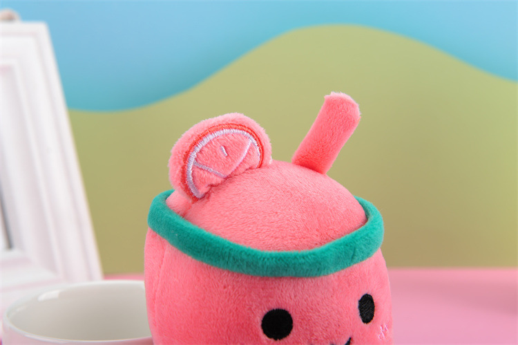 Plush Toy Key Pendant Fruit Milky Tea Cup Plush Doll Keychain Milk Tea Schoolbag Pendant Present to Girl Festival
