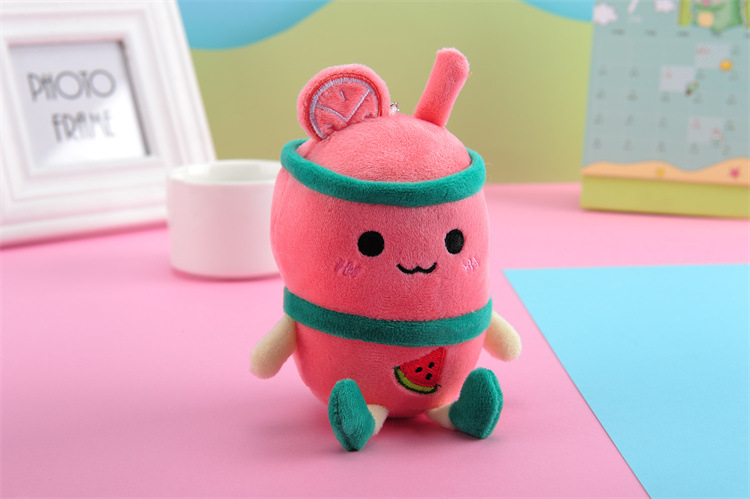 Plush Toy Key Pendant Fruit Milky Tea Cup Plush Doll Keychain Milk Tea Schoolbag Pendant Present to Girl Festival