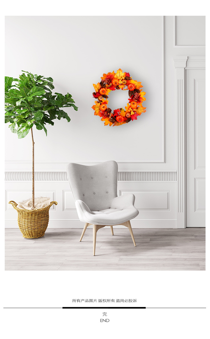 Autumn Harvest Festival Home Decoration Pendant Halloween Pumpkin Pine Cone Maple Leaf Wreath Christmas Decoration Autumn Harvest Festival Home Decoration Pendant Halloween Pumpkin Pine Cone Maple Leaf Wreath Christmas Decoration