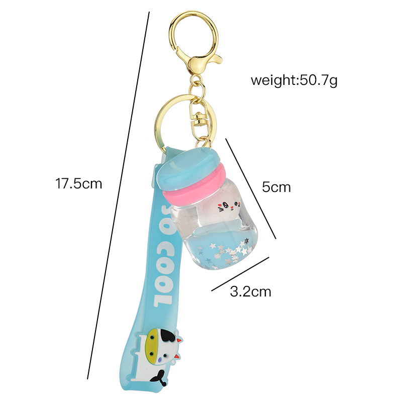 Floating Kitten Macaron Quicksand Keychain Surfing Cat Drift Bottle Hanging festival pendant