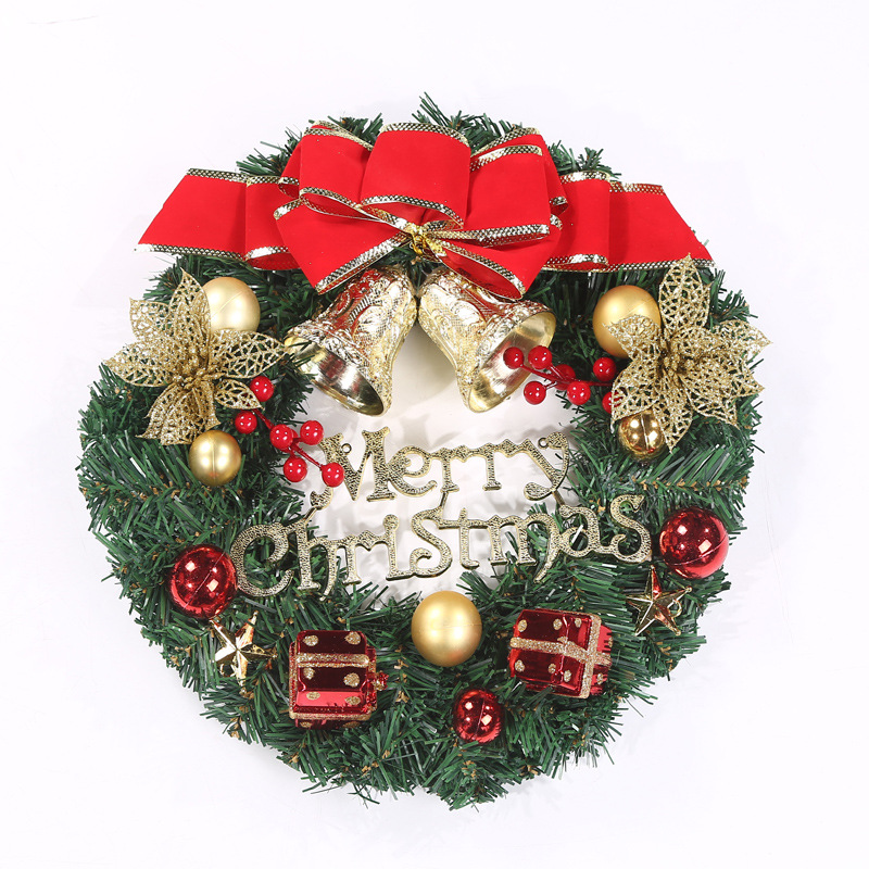 festival Cross-Border Hot Sale Holiday Decorations Shopping Mall Hotel 30cm Christmas Small Wreath Pendant Wholesale