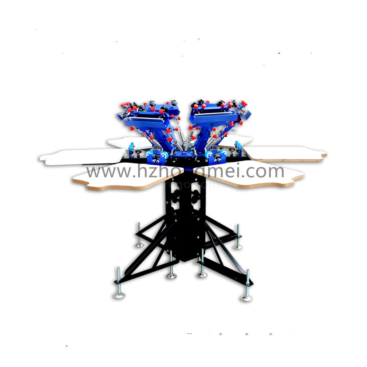 E662L Floor Type Micro-adjust Six Color Six Station Double Wheel Overprinting Screen Printing Machine