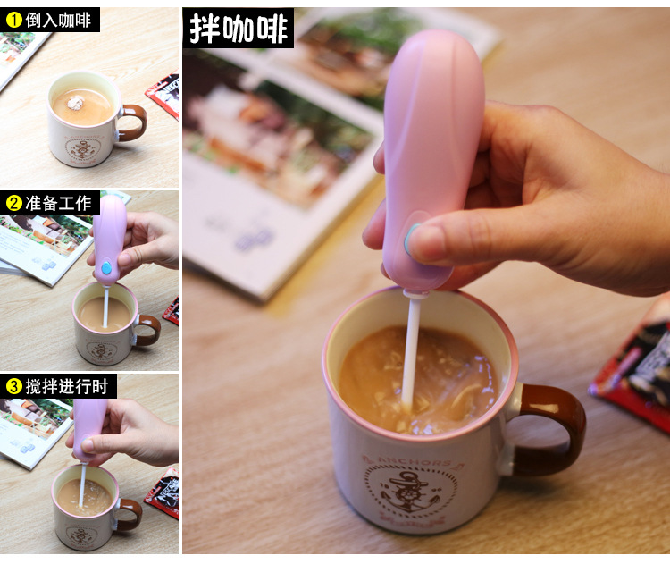 The New creative handheld mini electric egg beater mixer to stir milk powder, coffee and ice cubes The New creative handheld mini electric egg beater mixer to stir milk powder, coffee and ice cubes