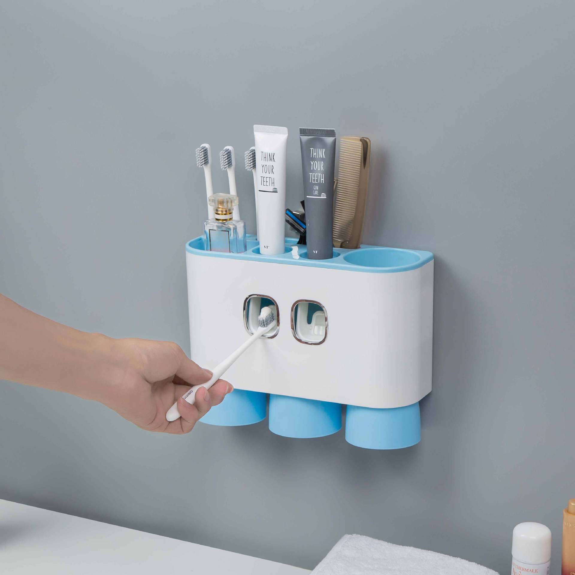 Toothbrush Rack Punch-Free Mouthwash Cup Wall-Mounted Toilet Suction Wall Mounted Tooth Glass