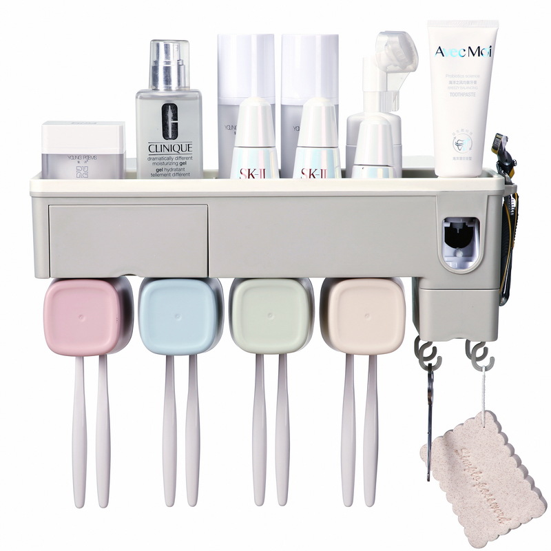 Douyin Toothbrush Rack Toilet Suction Wall Punch-Free Automatic Toothpaste Squeezing Artifact Tooth Glass Suit