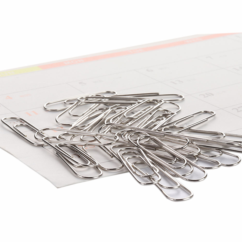 [manufacturers direct sales] round head metal paper clip office nickel plated paper clip 78mm spot supply
