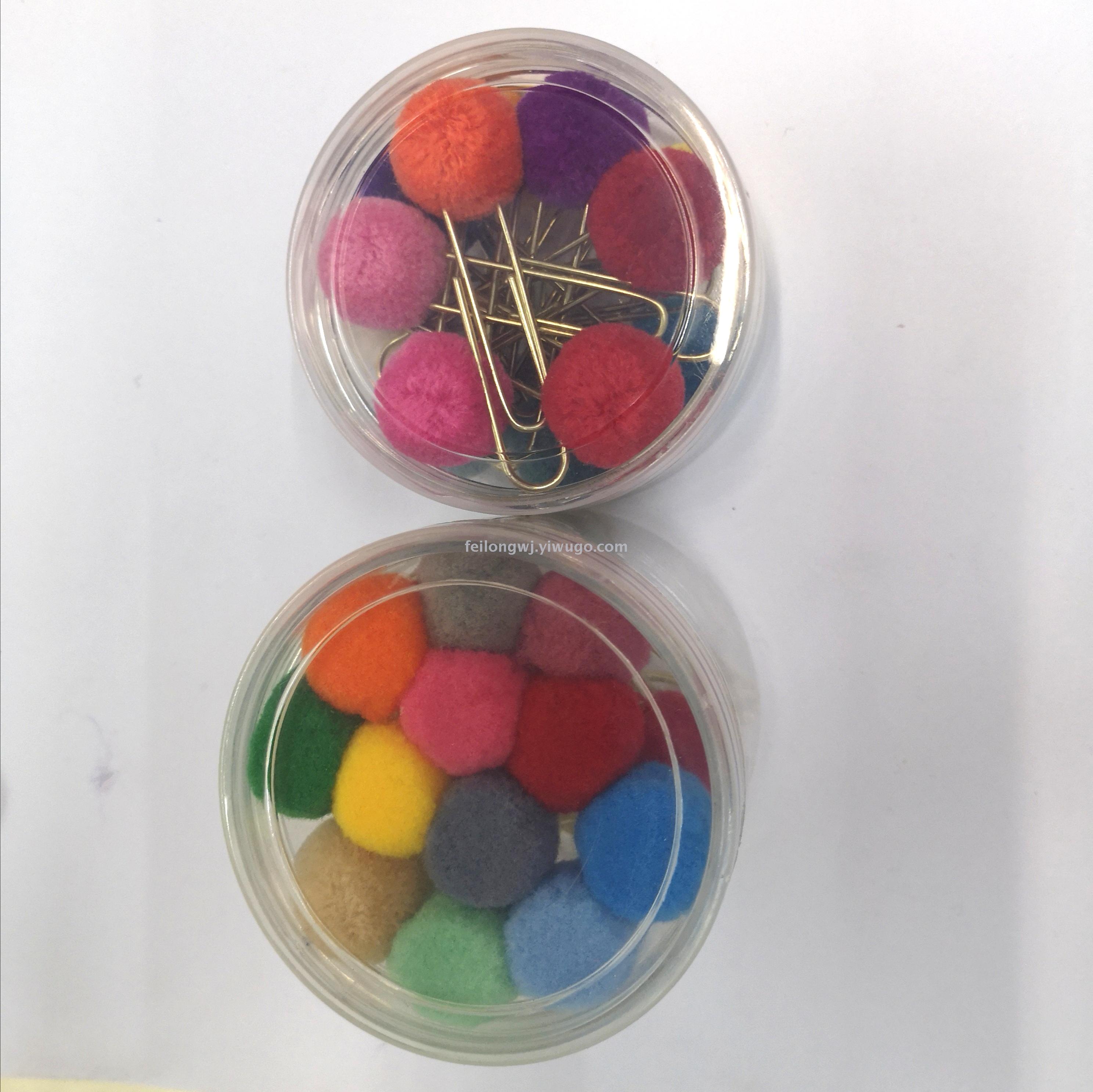 Creative girl hairball paper clip color hairball paperclip notebook DIY gold rose gold bookmark folder