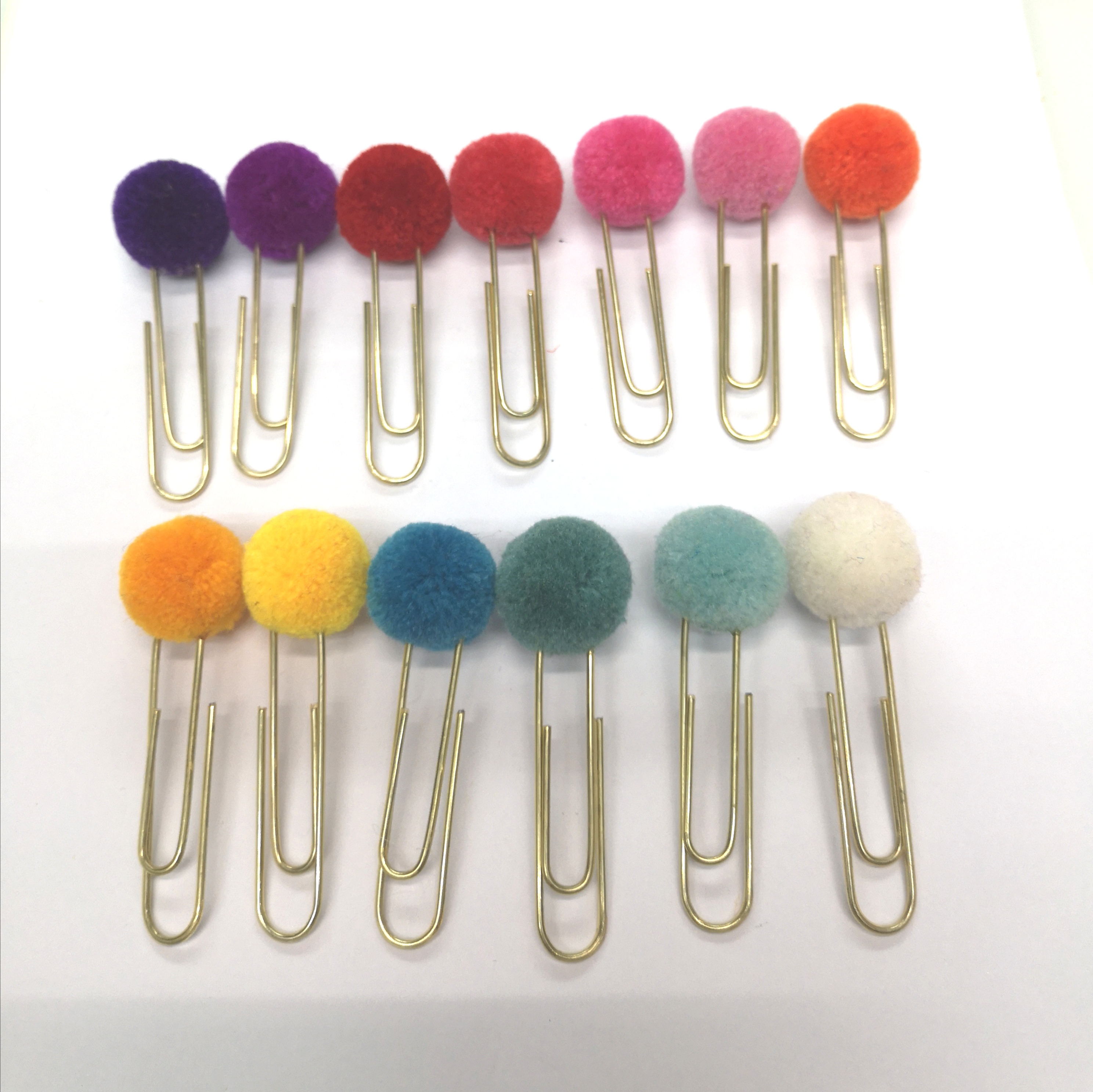 Creative girl hairball paper clip color hairball paperclip notebook DIY gold rose gold bookmark folder
