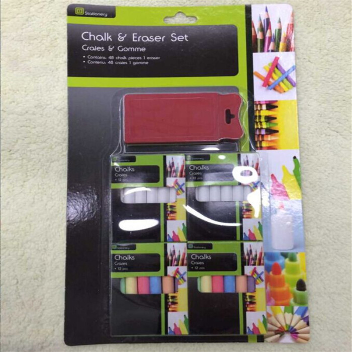 Supply chalk to Eraser blister card package