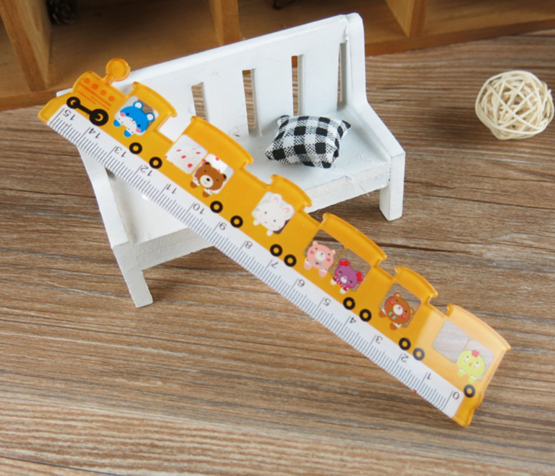 Creative little train modeling cartoon ruler practical students stationery 15cm mathematics class measurement ruler tool