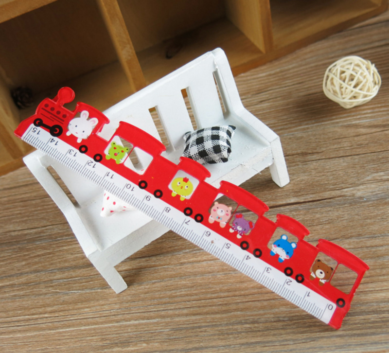 Creative little train modeling cartoon ruler practical students stationery 15cm mathematics class measurement ruler tool