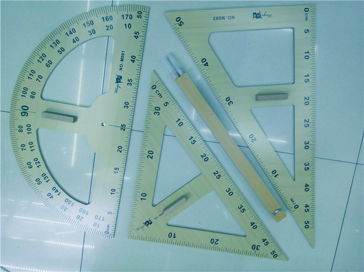 Factory Direct Sales New Drawing Stationery Wooden Teaching Triangle Straight Ruler Set Ruler Ruler