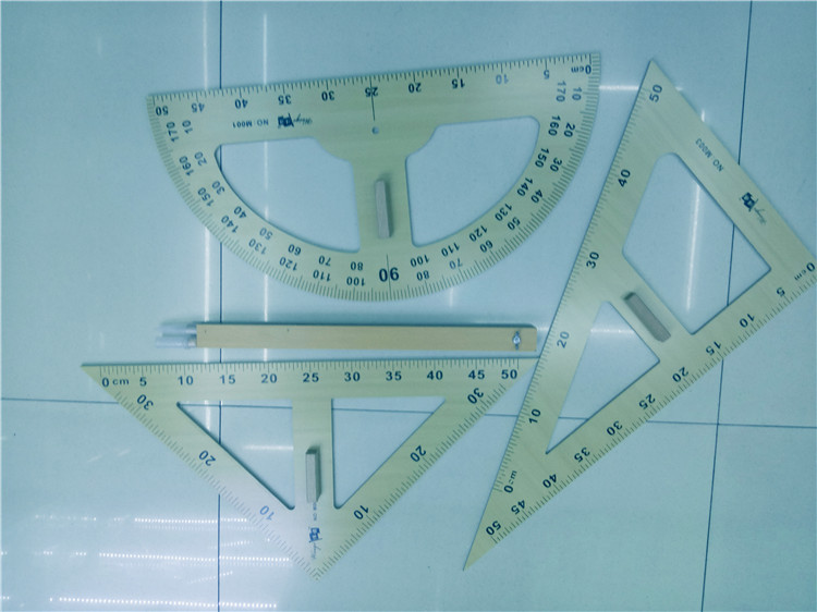 Factory Direct Sales New Drawing Stationery Wooden Teaching Triangle Straight Ruler Set Ruler Ruler
