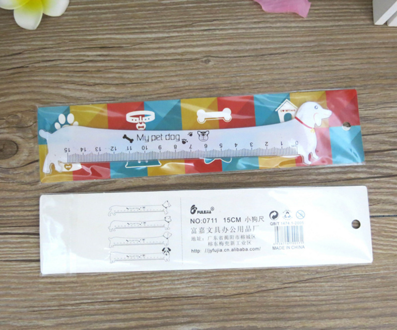 Korean cartoon dog style ruler 15CM middle and primary school students learning supplies plastic ruler wholesale