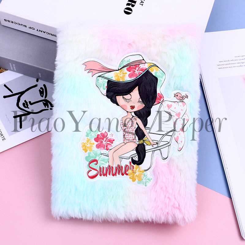 Plush embroidery loose-leaf ins hand ledger DIY cute girl heart hand ledger student notepad notebook
