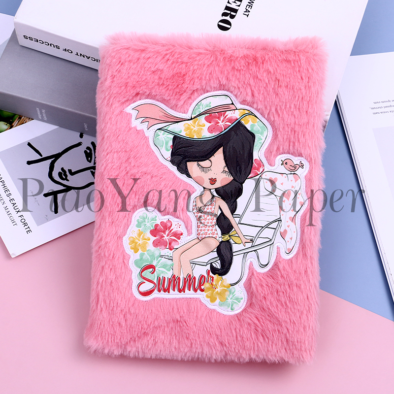 Plush embroidery loose-leaf ins hand ledger DIY cute girl heart hand ledger student notepad notebook