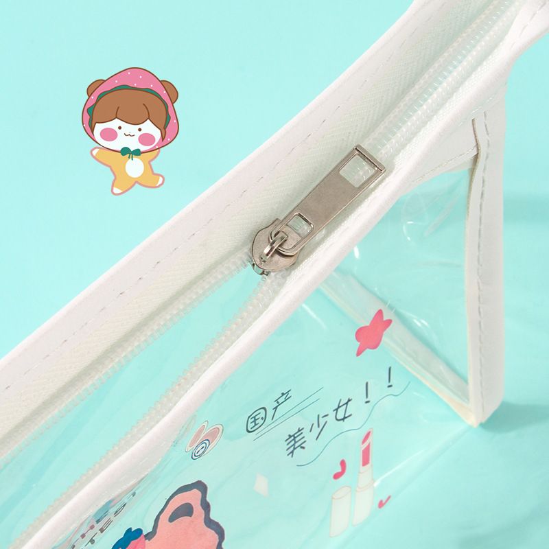 Large Capacity Pencil Case Transparent Pencil Bag PVC Pen Bag Stationery Case Portable Pencil Case Cosmetic Bag Wash Bag