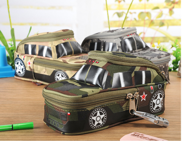 New camouflage suv pen bag with password lock large capacity simulation vehicle students stationery bag