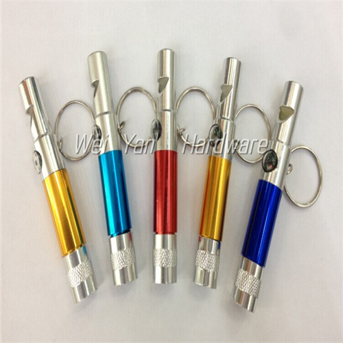 LED lights with aluminum multifunctional whistle compass survival whistle