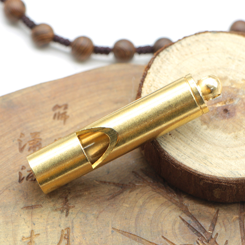 Handmade Brass Whistle Car Key Ring Pendant Men's and Women's Outdoor Survival Whistle Necklace Bag Pendant