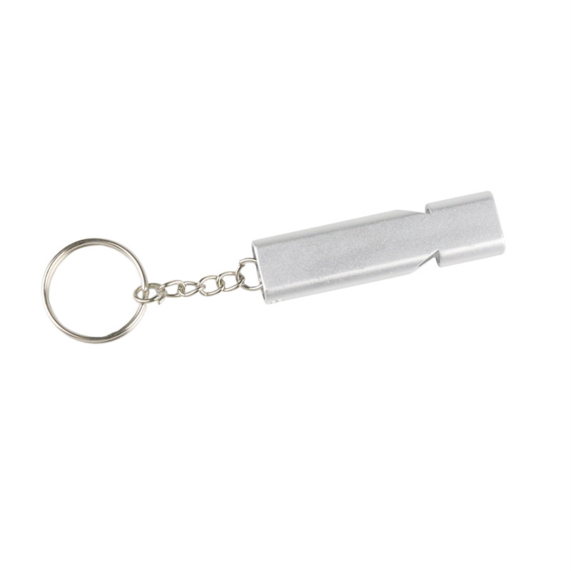 Flat Aluminum Alloy Dual-Frequency Survival Whistle Double Tube Outdoor Survival Lifesaving Whistle Equipment EDC Tool