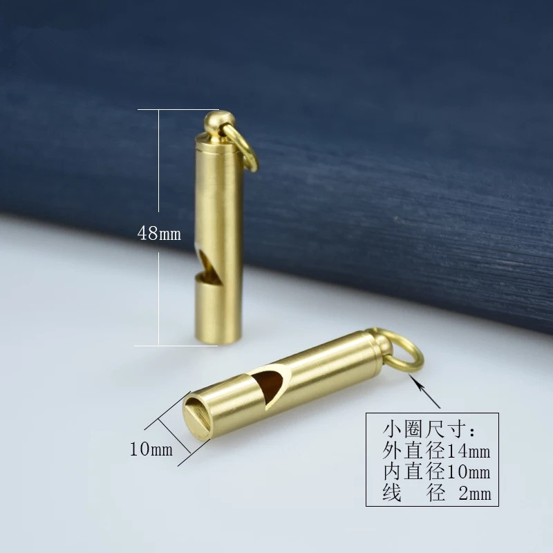Outdoor Supplies EDC Tools Handmade Brass Survival Whistle Keychain Pendant Retro Yellow Pure Copper Whistle