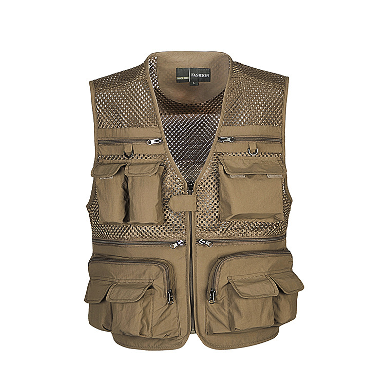 Print photo vest fishing Vest male Spring and Summer Mesh Jacket Outdoor Overalls Pocket dad