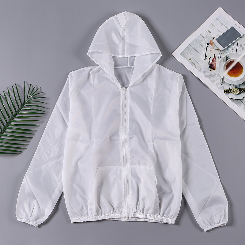 Summer Breathable Thin Solid Color Men's and Women's Outdoor Sports Jacket Travel Travel Hooded Sun-Proof Top