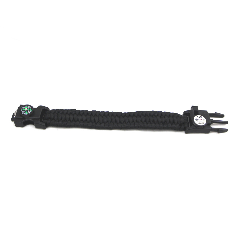 Outdoor LED Light Survival Paracord Bracelet Emergency Self-Rescue Bracelet Whistle Firestone Compass Paracord Bracelet