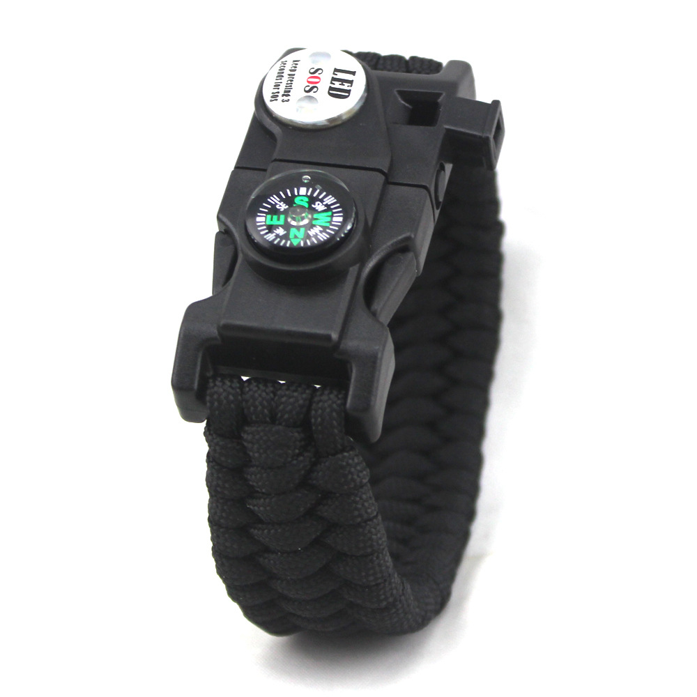 Outdoor LED Light Survival Paracord Bracelet Emergency Self-Rescue Bracelet Whistle Firestone Compass Paracord Bracelet Outdoor LED Light Survival Paracord Bracelet Emergency Self-Rescue Bracelet Whistle Firestone Compass Paracord Bracelet
