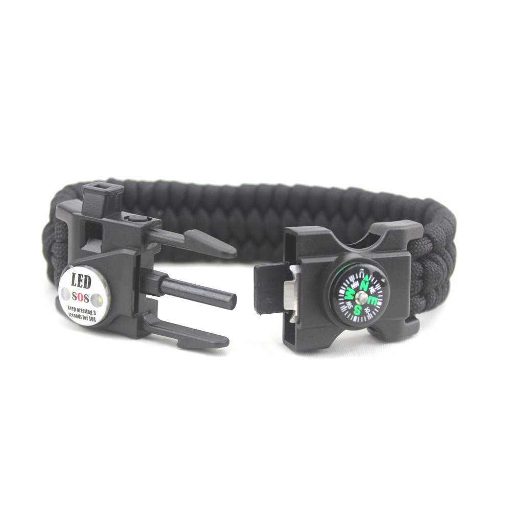 Outdoor LED Light Survival Paracord Bracelet Emergency Self-Rescue Bracelet Whistle Firestone Compass Paracord Bracelet Outdoor LED Light Survival Paracord Bracelet Emergency Self-Rescue Bracelet Whistle Firestone Compass Paracord Bracelet