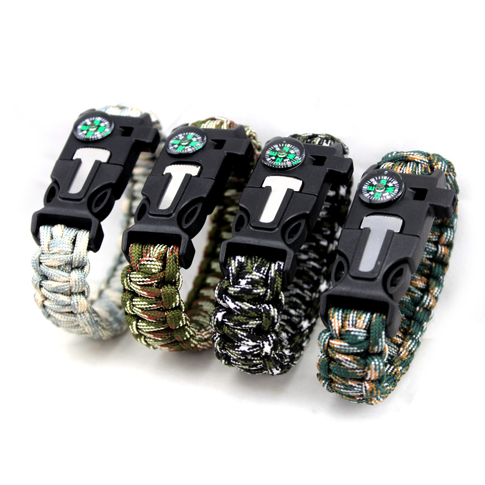 Camping Survival Carrying Strap Parachute Cord Bracelet Five-in-One Outdoor Compass Firestone Outdoor Survival Bracelet