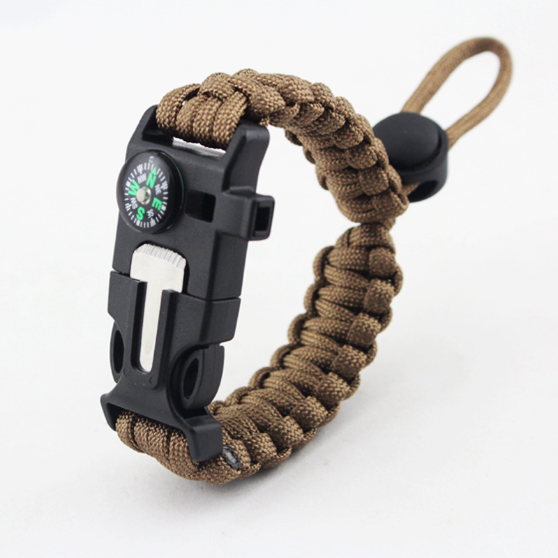 EMAK Firestone Adjustable Size Bracelet Outdoor Compass Survival Parachute Cord Bracelet