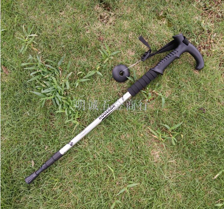 Four-section aluminum trekking pole cane walking stick t bent shank ultra light travel outdoor old hiking sticks Four-section aluminum trekking pole cane walking stick t bent shank ultra light travel outdoor old hiking sticks