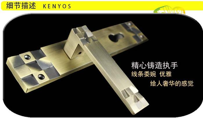KENYOS direct European zinc alloy bronze door handle door lock panel Honggu copper blue KENYOS direct European zinc alloy bronze door handle door lock panel Honggu copper blue