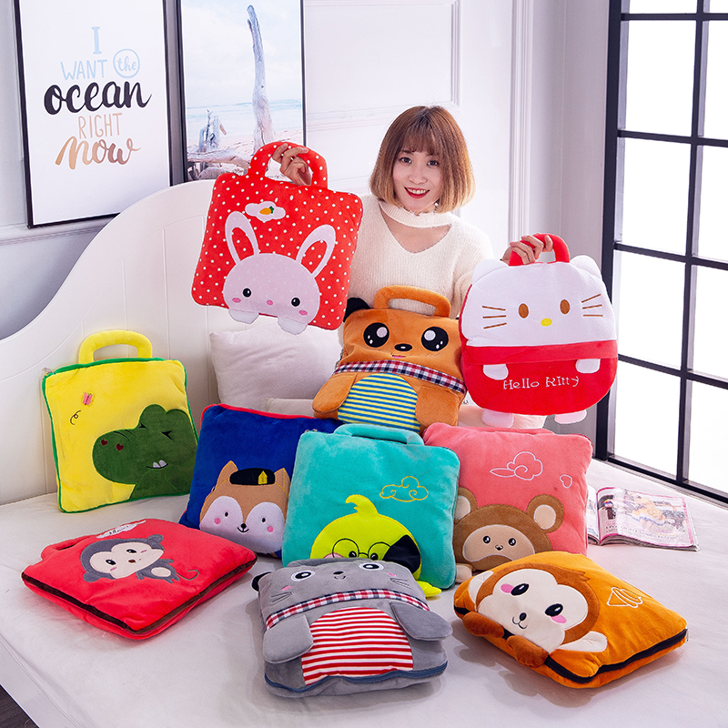 Pillow and Quilt Dual-Use Car Nap Blanket Flannel Office Multifunctional Cushion Folding Lunch Break Airable Cover