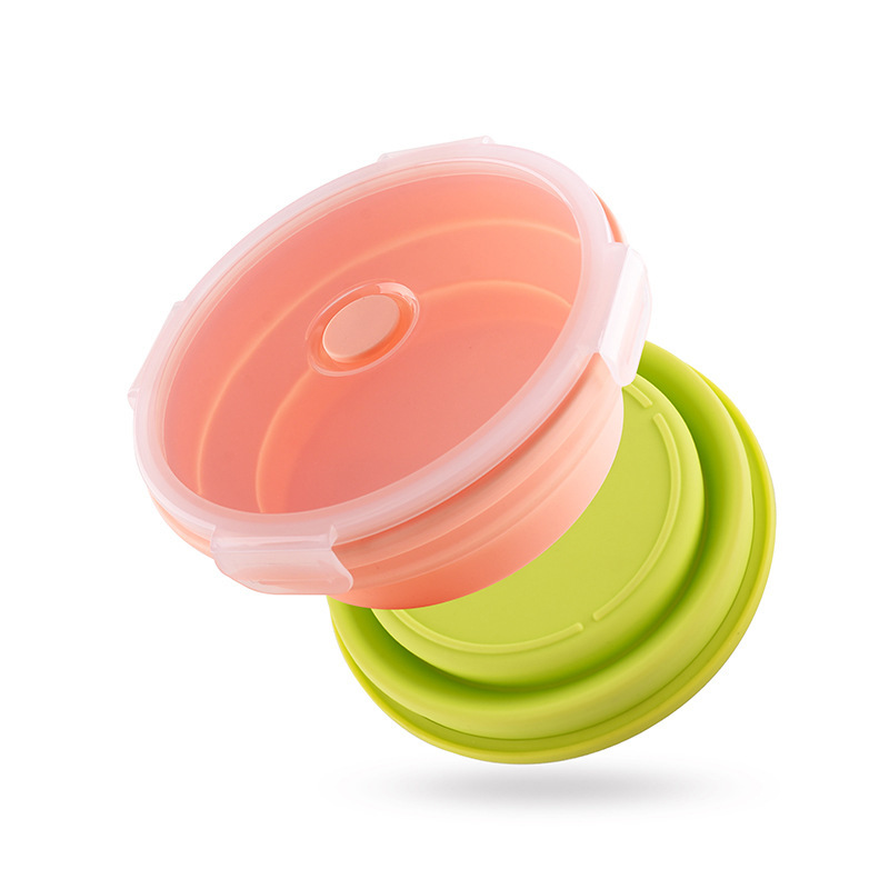 New round Silicone Lunch Box Fresh-Keeping Frozen Silicone Folding Lunch Box Silicone Lunch Box Set Fresh-Keeping Box